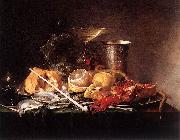Jan Davidsz. de Heem Still-Life, Breakfast with Champaign Glass and Pipe painting